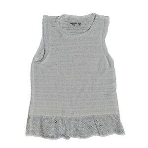 Abercrombie Kids Sleeveless White Top With Eyelet Hem Boho Resort Vacation Beach